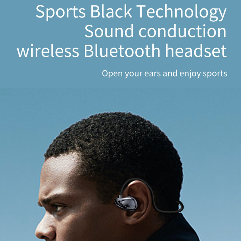 A60 Open Ear Air Conduction Headphones Bluetooth 5.3 Wireless Neckband Earphones with Mic - Black