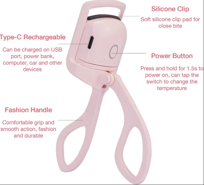 Heated Eyelash Curler Electric Eyelash Curlers USB Rechargeable Eye Lash Curler with Comb Heating Eye Lashes for Long Lasting