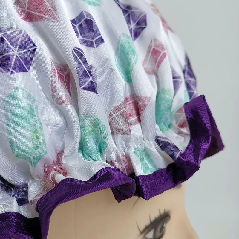 Luxury Printing Shower Caps Low MOQ Elastic Double Layer Satin Shower Cap