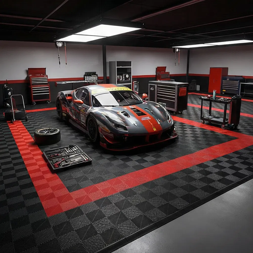 Прочные цветные плитки для гаража 18мм