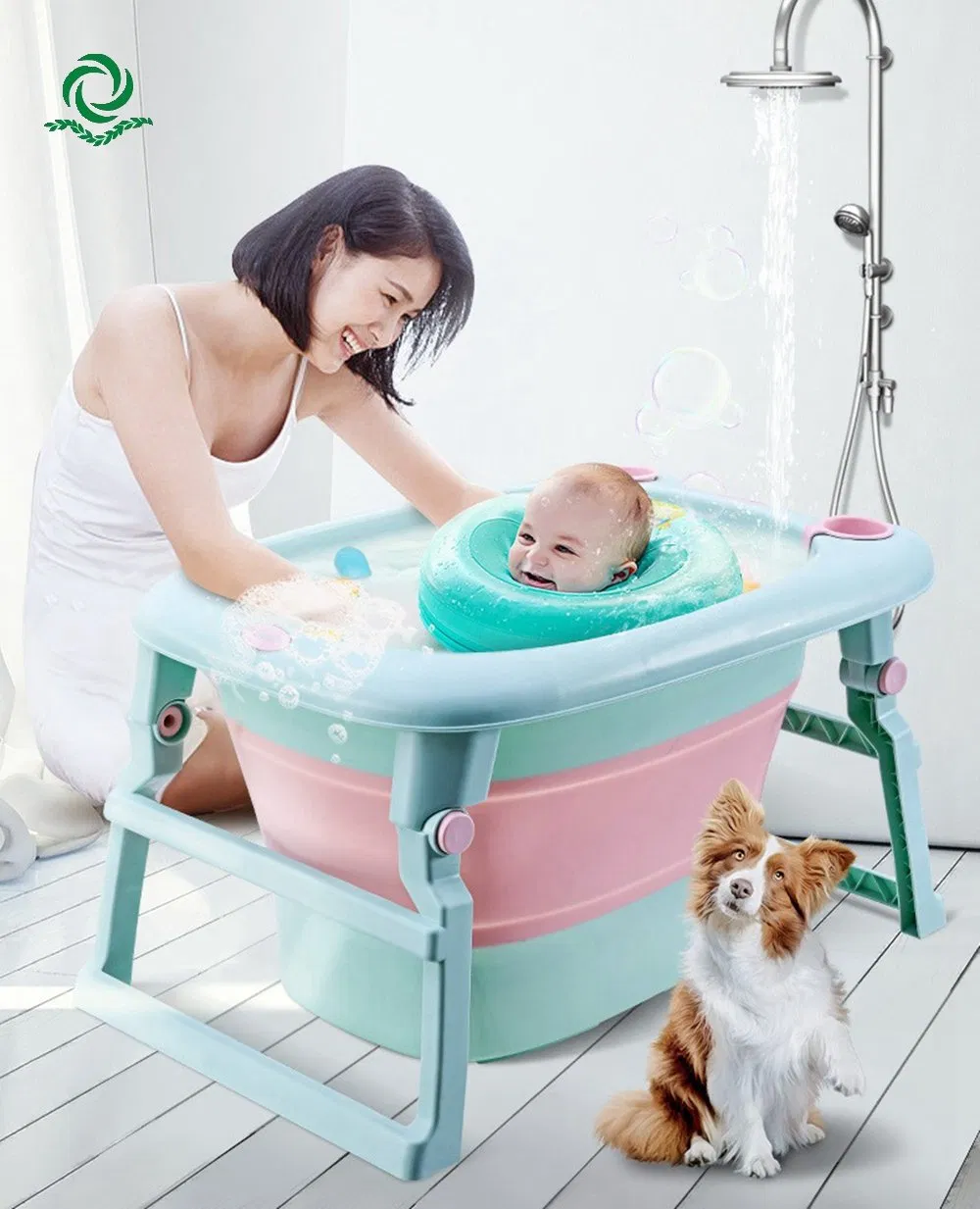 1-36 Months Eco-Friend CE SGS Folding Baby Bathtub Portable Callasible Bath Tub for Children