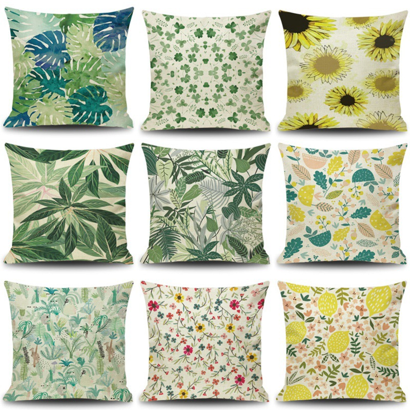 Wholesale Linen Custom Plant Printing Cushion Cover