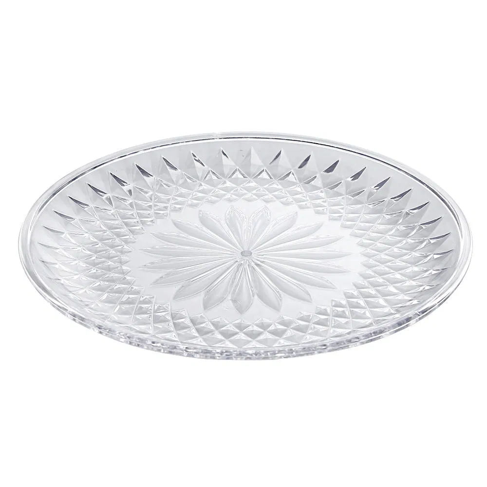 Plastic Fruit Plate - Diamond Pattern Lightweight Stackable Serving Platter