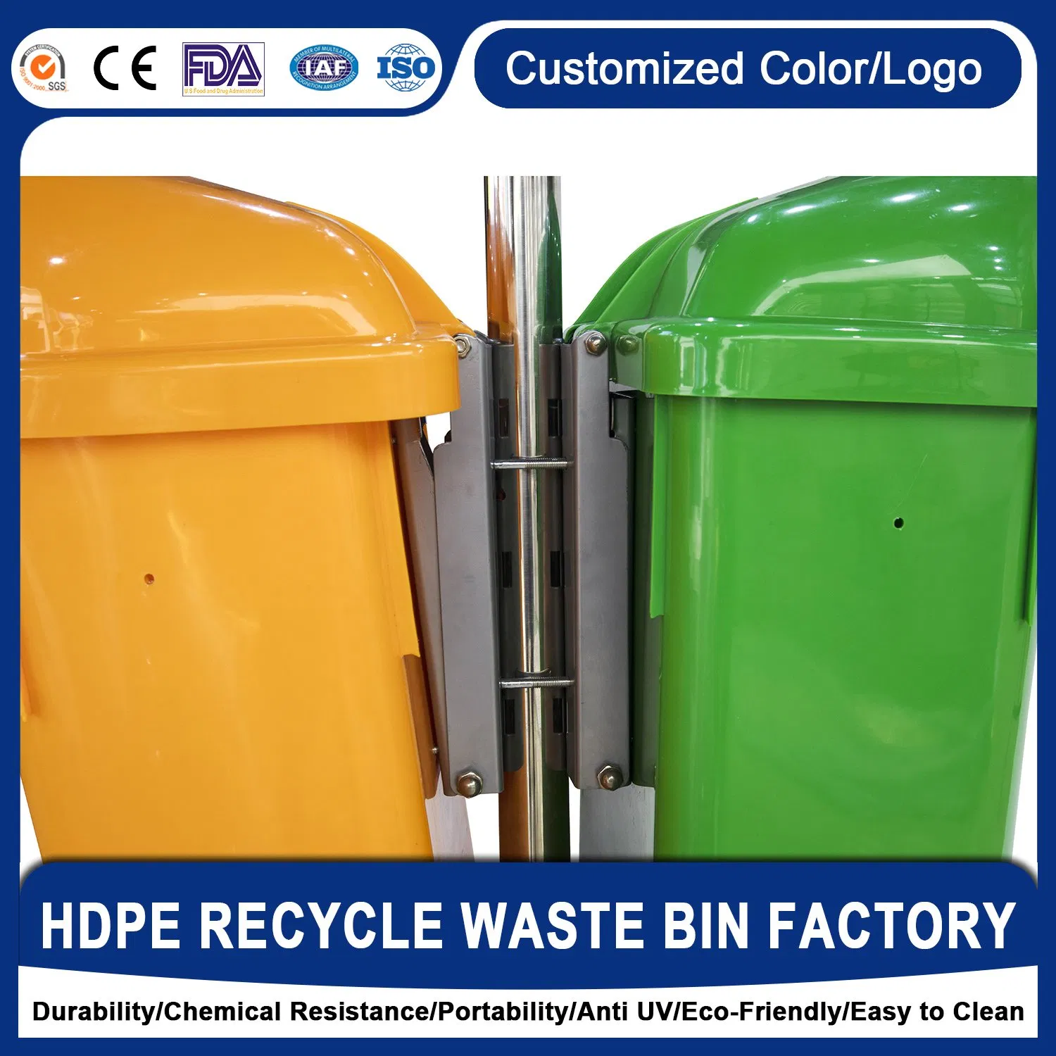 Recycling Small Containers Stocked 80L Plastic Waste Bin Garbage Can with Lid