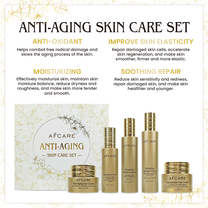 Private Label Golden Luxury Anti-Aging Preparing Collagen Rice Extract Face Care Set