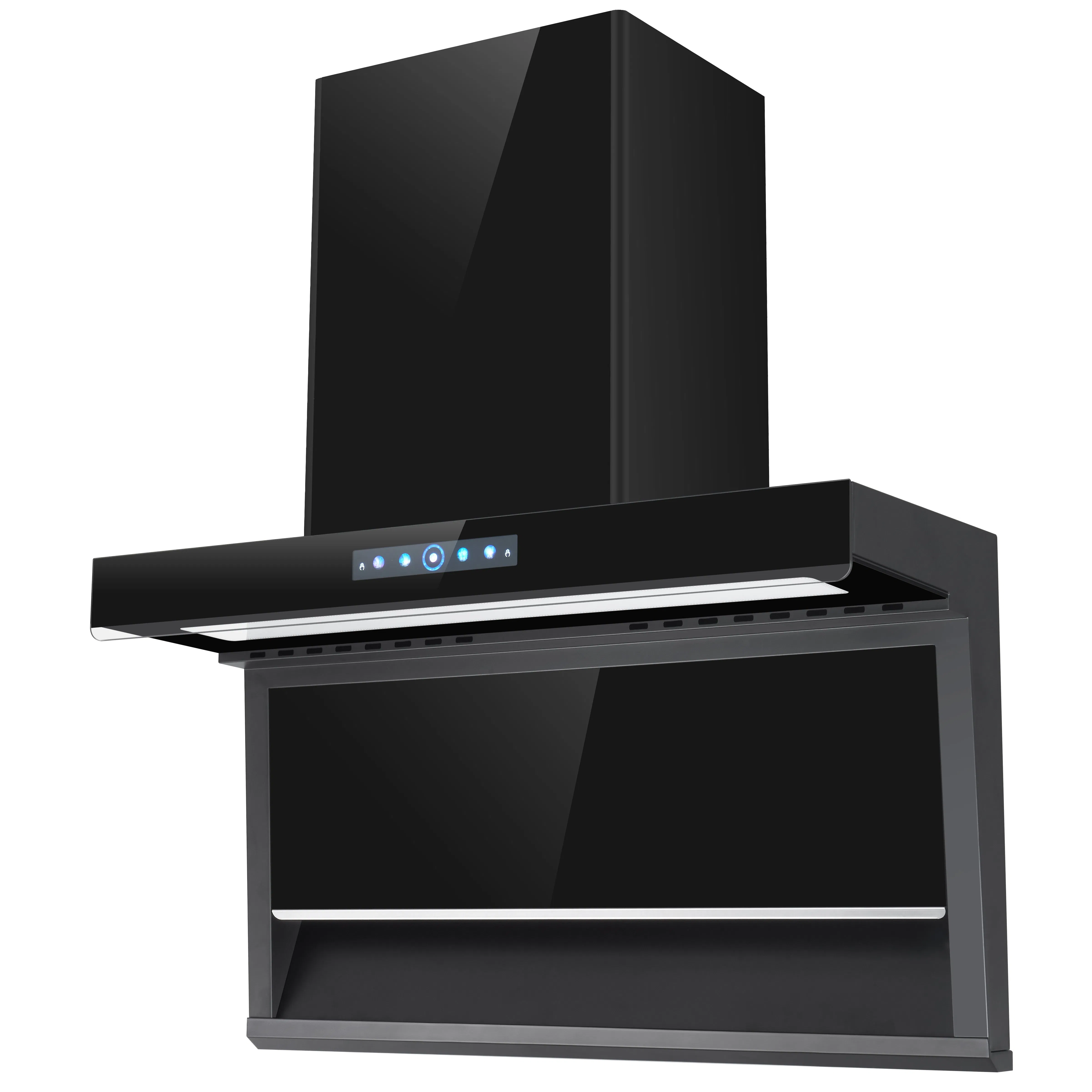 90cm Home Appliance Kitchen Large Suction Top Side Double Suction Range Hood 7-Shaped