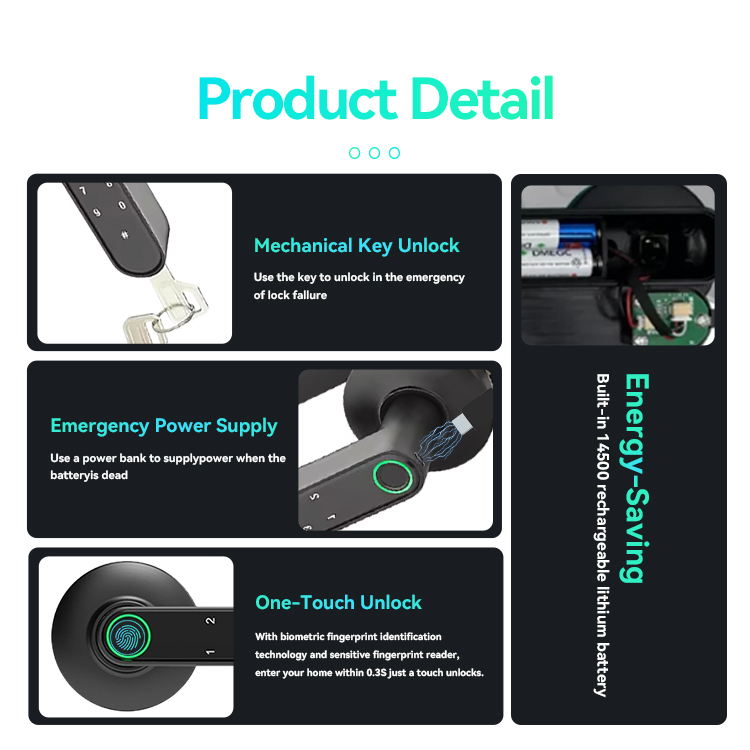 Leelen Cerradura Inteligente WiFi Security Door Lock Tuya APP Control Password Fingerprint Keyless Smart Door Handle Lock