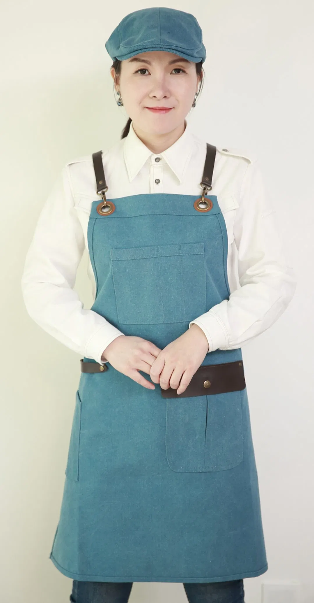 Wholesale Fast Delivery Adjustable Denim Customized Logo Apron Multi-Pocket Demin Apron