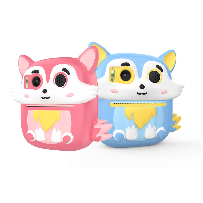 Glorytech Rechargeable 2.4 Inch Fun Blue Fox Shape Mini Instant Print Camera for Kids