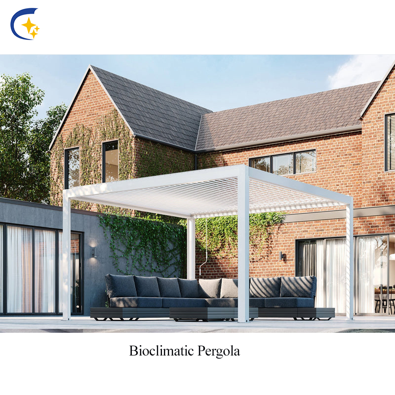 10X10 Pergola Bioclimatic Blackout Retractable Canopy Louvre PVC Fabric Awning Pergola