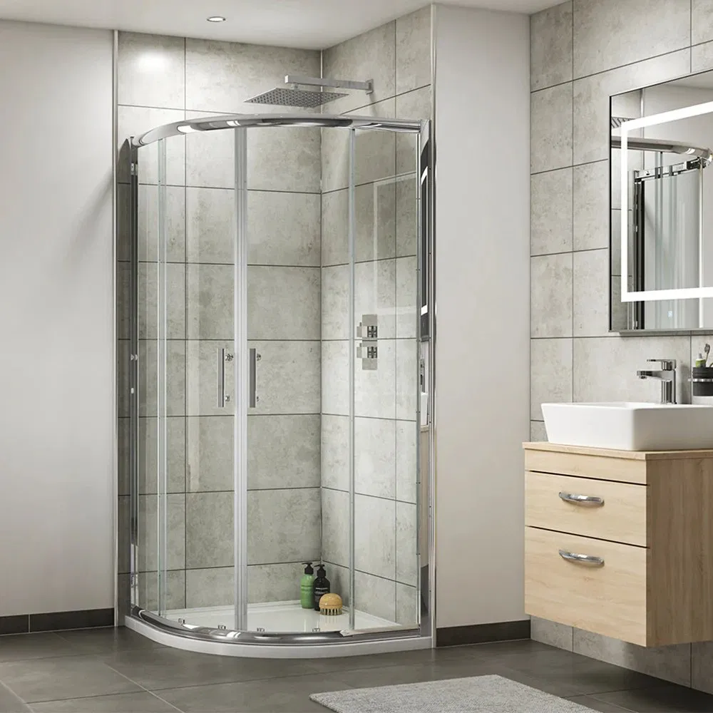 Corner Glass Shower Enclosure with Smooth Sliding Door System