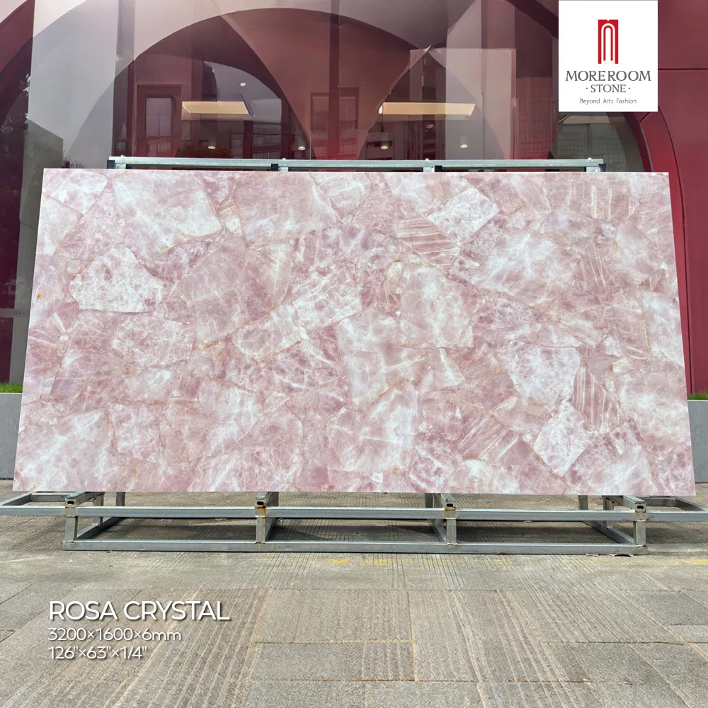 Sintered Stone Crystal Pink Marble Slabs for Bright Living Room Flooring and Walls
