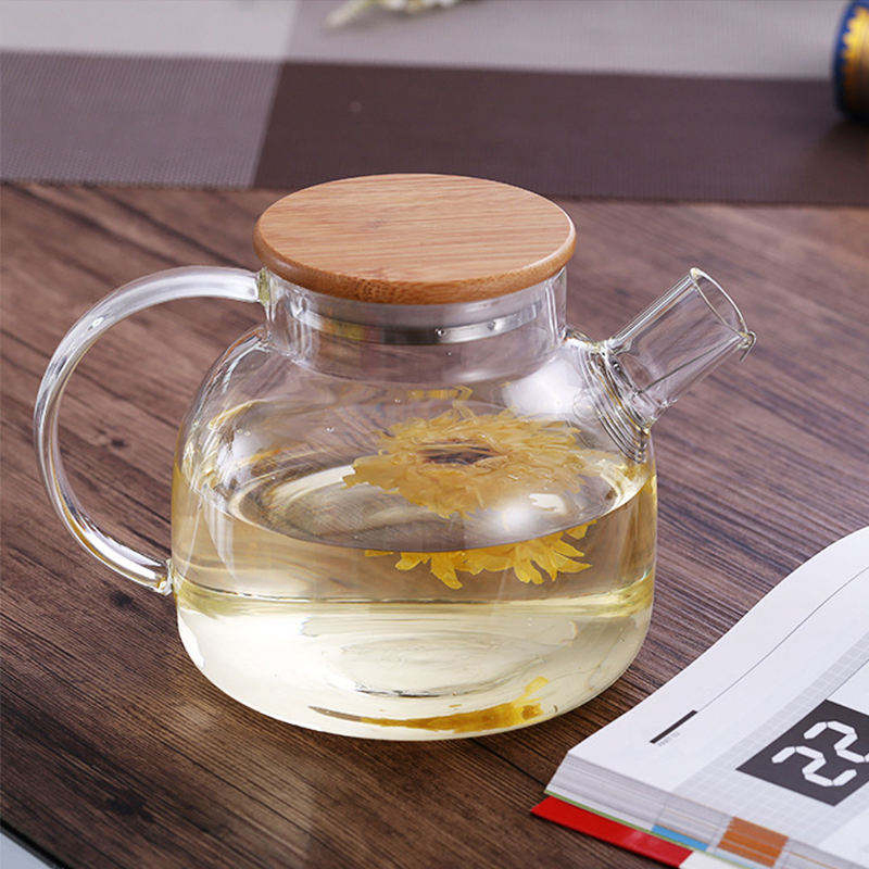 Hot Selling 1000ml 1800ml Glass Teapot with Bamboo Lid