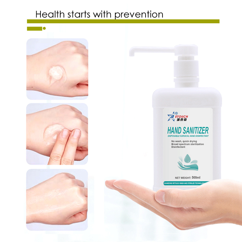 Hand Sanitizer OEM ODM Custom 500ml Liquid Hand Sanitiser Gel Antibacterial Rinse-Free 75% Alcohol Gel Hand Sanitizer