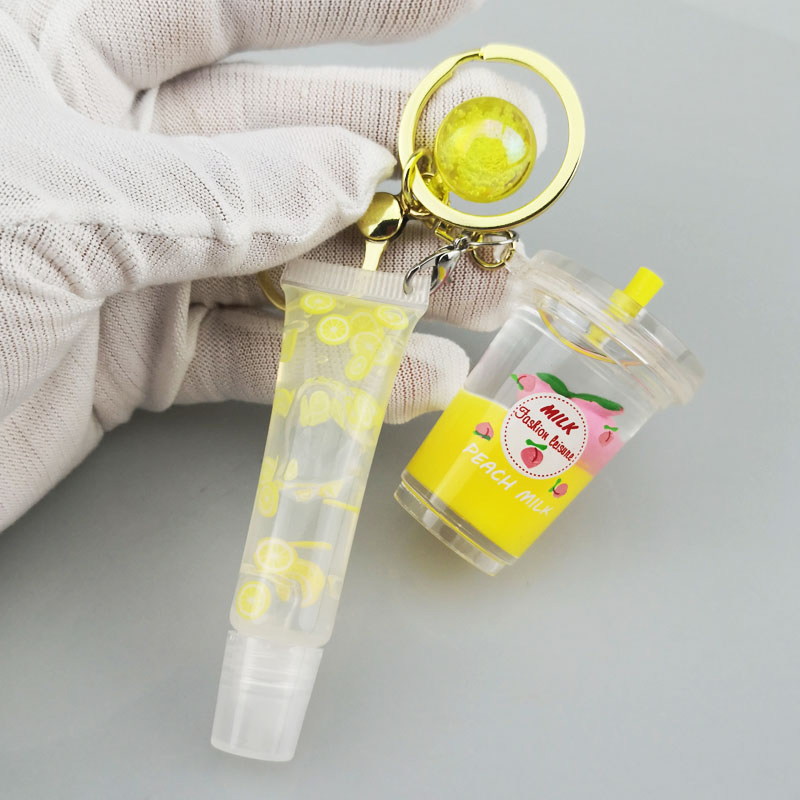 OEM Keychain Lip Gloss Moisturizing Fruit Lemon Clear 5g