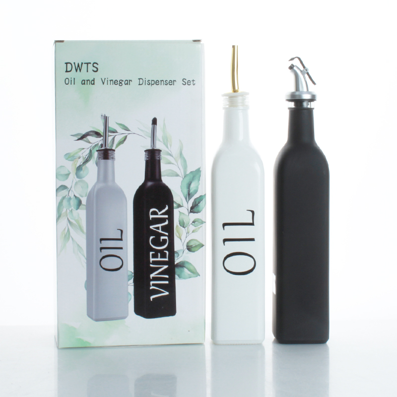 Custom Empty Square 500ml Olive Oil Glass Bottle with Plastic Pourer Caps