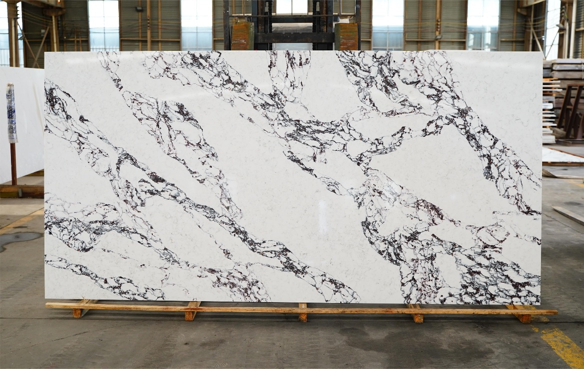 Horizon Artificial Low Silica Kitchen C Luxury Gold Calacatta Quartz Jade Slab Hygienic