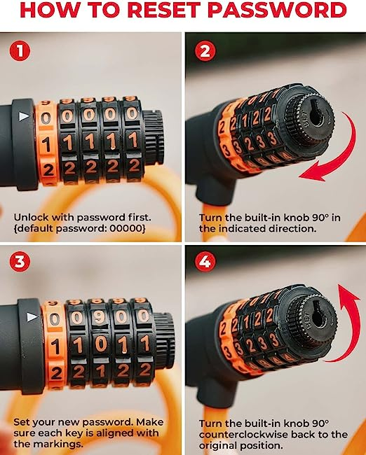 Bike Locks Cable Lock Resettable 5-Digit Combination
