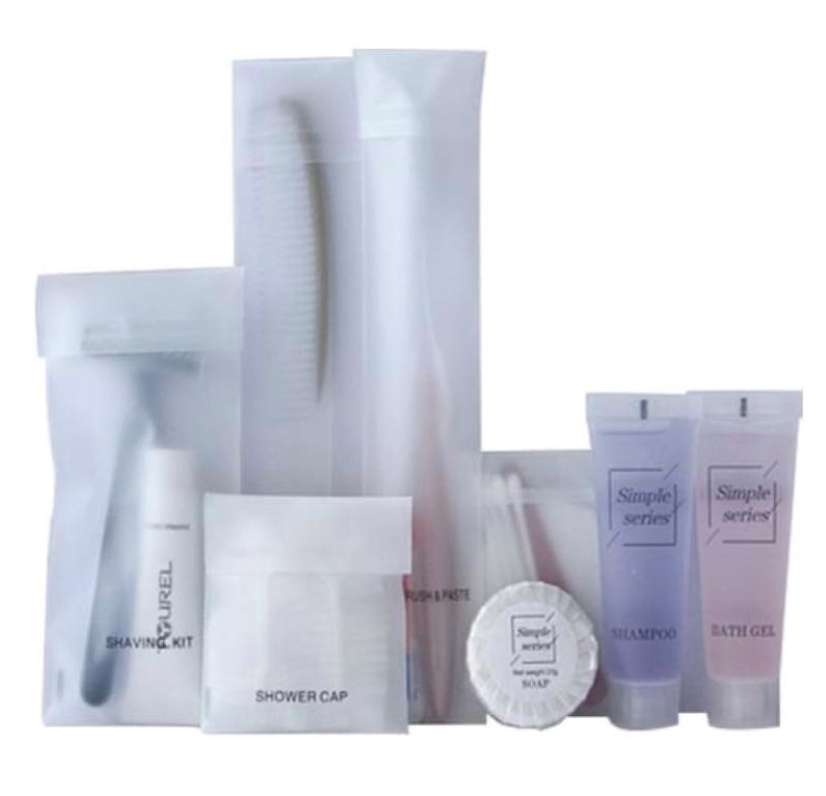 Hotel Amenities with Tubed Shampoo and Box