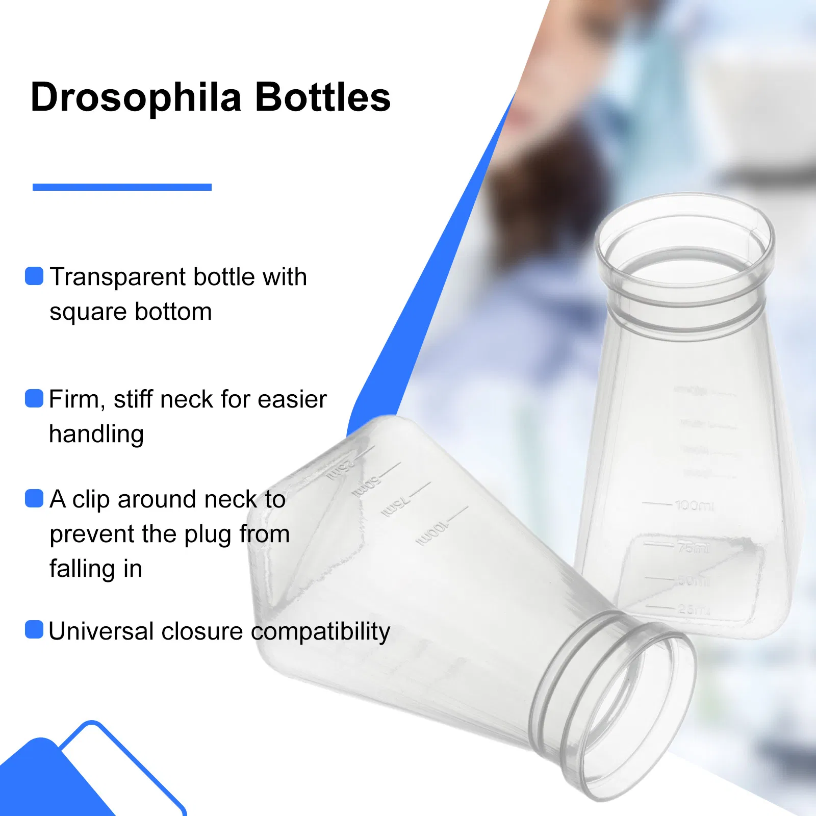 Laboratory Disposable Consumable Plastic PP/PE 6oz Square Bottom Bulk/Trayed Drosophila Bottles