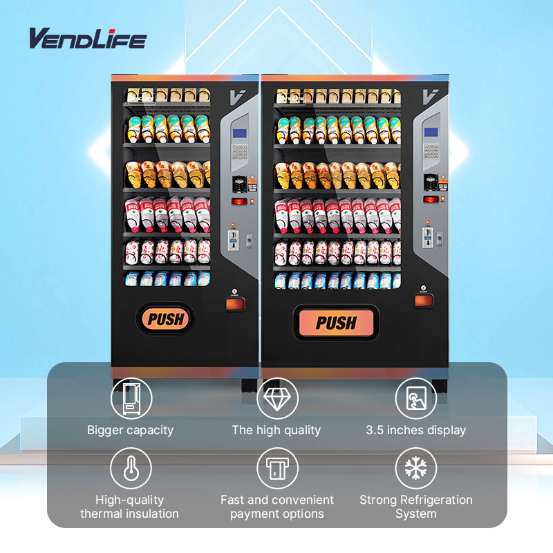 Vendlife Best Seller Keyboard Coin Big Capacity Snack and Drink Bottle Milk Automatic Combo Vending Machine for Food and Cold Beverage Factory Price