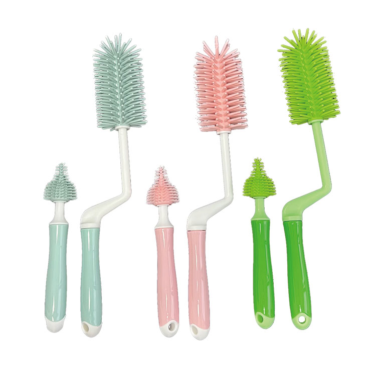 Colorful Eco-Friendly Baby Bottle Brush with Strong Cleaning Force Pattern-Rotating Handle
