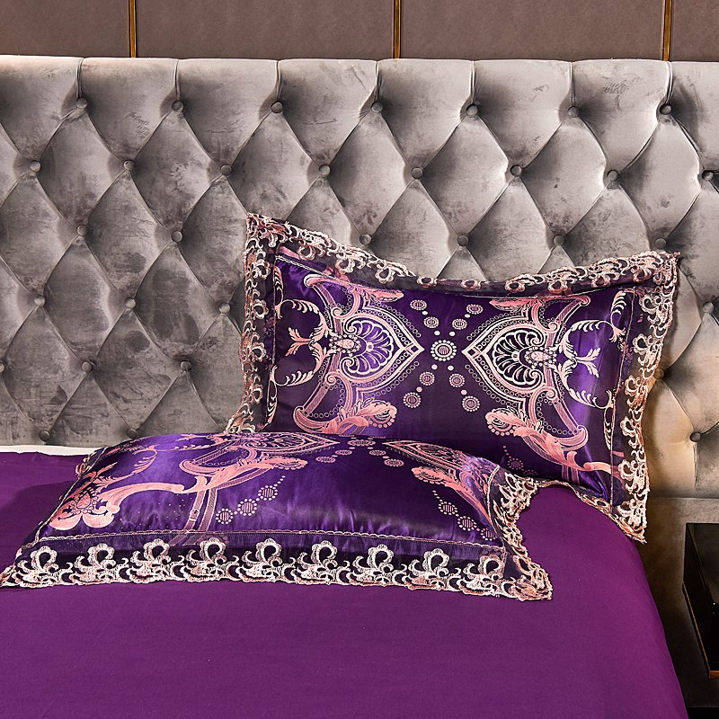 Jacquard Comforter Set 4 PCS Bedding Set Satin Pillow Case Quilt Cover