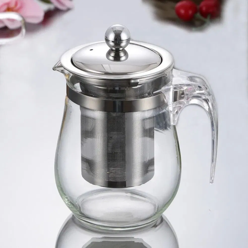 Borosilicate Drinking Kettle Tea Pot with Stainless Steel Lid Strainer Bl26461