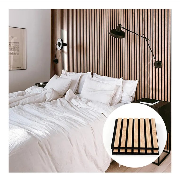 Apartment Wall Decoration Slotted Wood Medium Density Fiberboard Polyester Polyester Slat Wooden Wall Sound Insulation Board