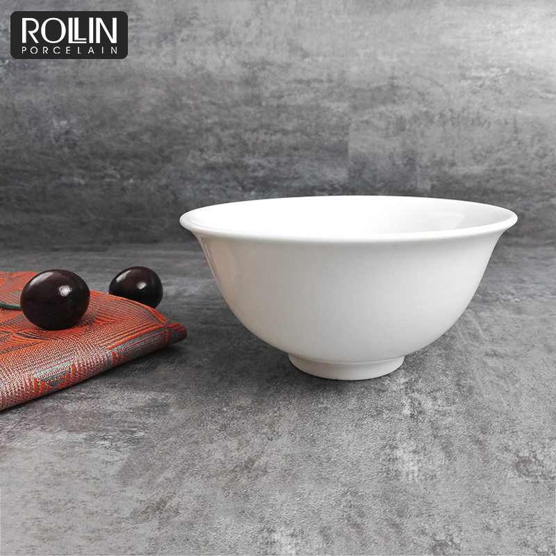Hot Selling Round White Porcelain Rice Bowl Noodle Bowl