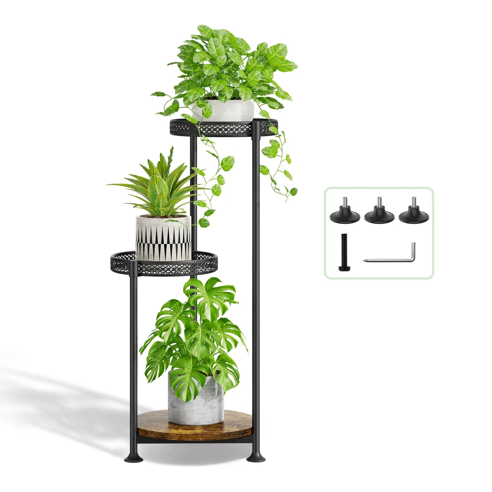 Plant Stand Indoor Outdoor Clearance, 3 Tier Metal Corner Plant Stands Shelf Holder, Tierd Stand Flower Shelf Display Rack for Living Room Balcony Garden