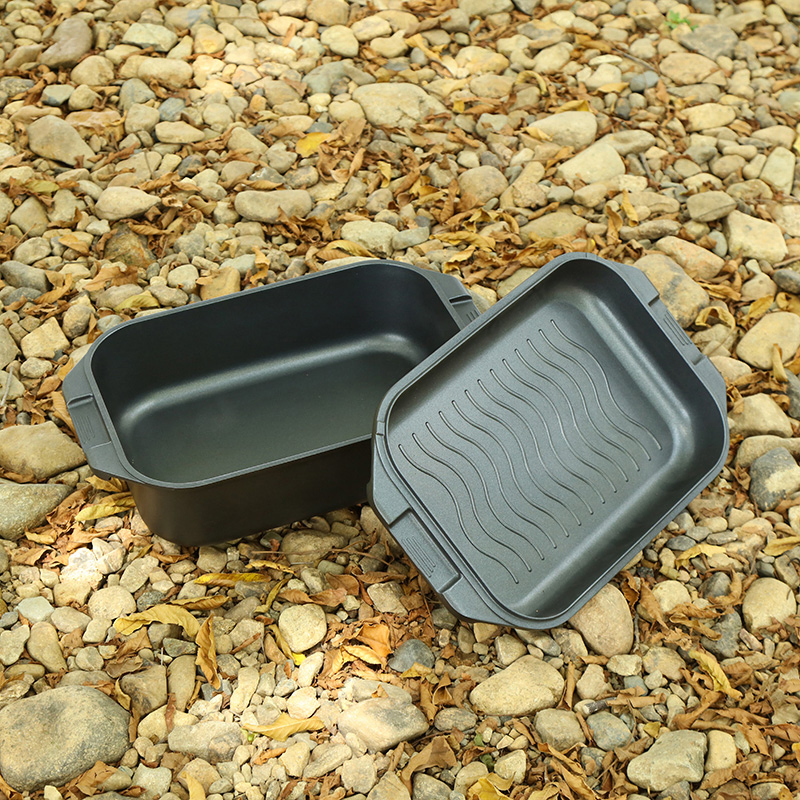 Чугунный квадратный котелок 42см для кемпинга