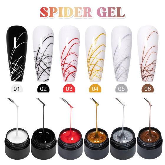 Factory Direct High-Quality UV Spider Gel for Nail Art Custom Logo 6-Color Glitter LED UV Spider Gel