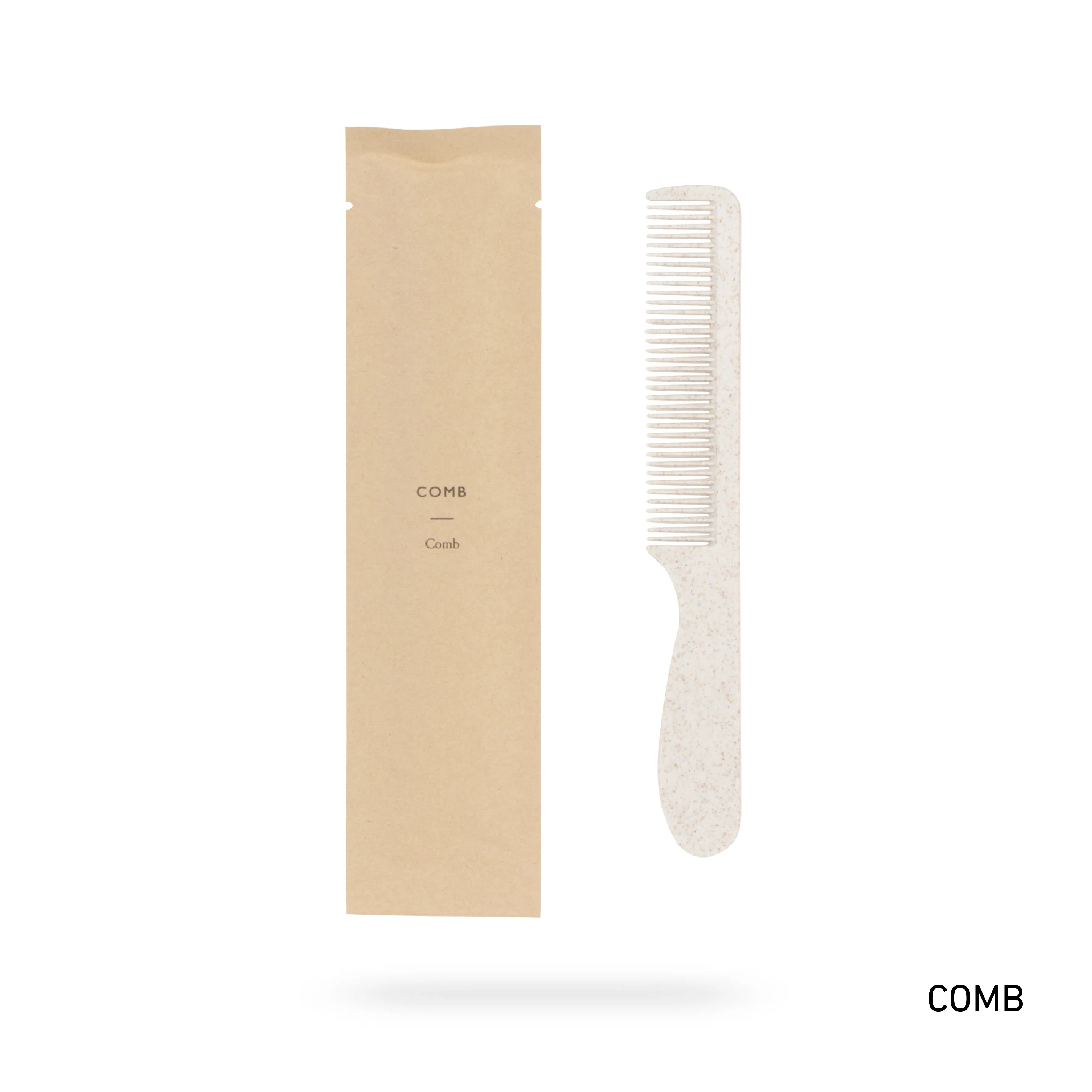 Disposable Wheat Straw Comb in Kraft Paper Box for Guest Room