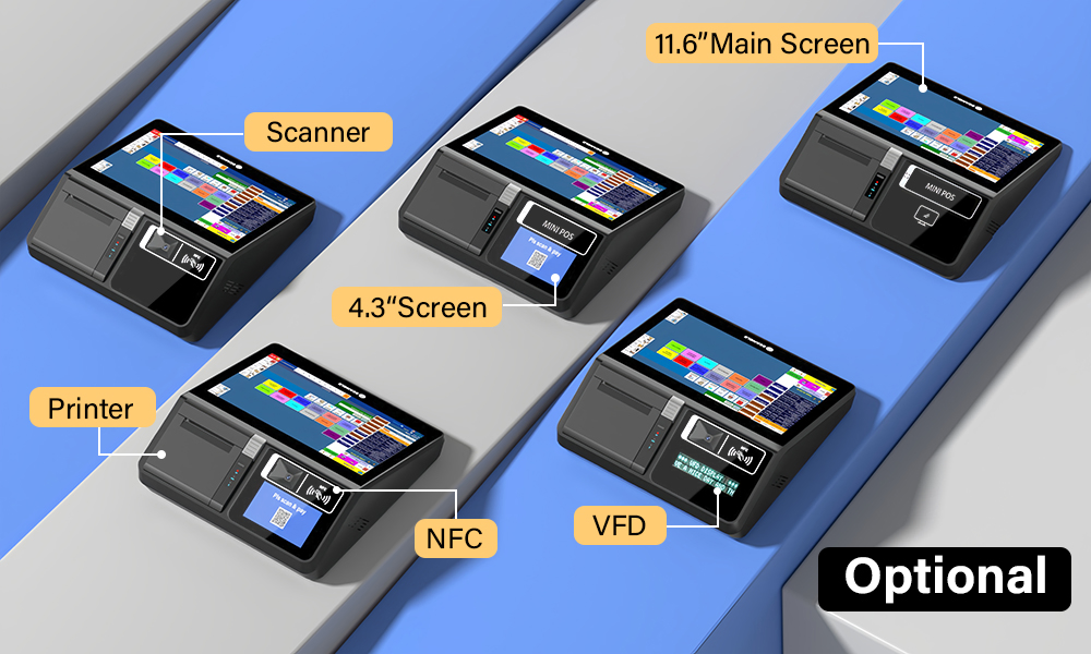 Scangle OEM Touch Windows 11 OS All in One Cash Register with 80mm Autocutter Printer Work for Restaurant POS Terminal