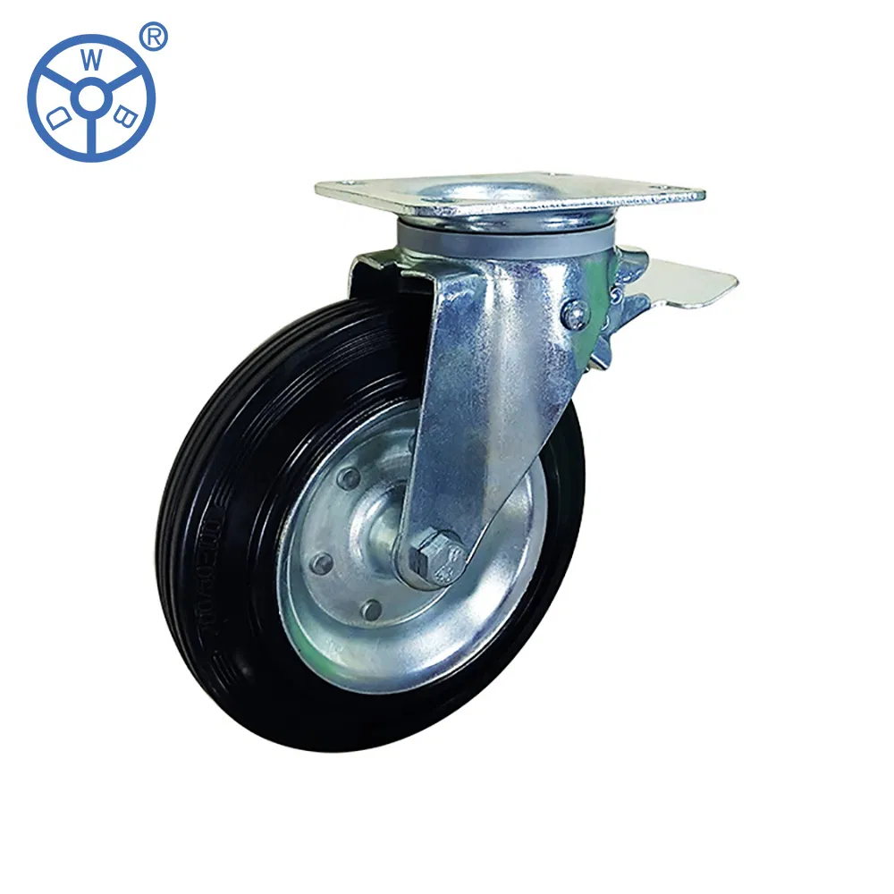 Wbd 150 Load Waste Bin Wheels Rubber 6 Inch Industrial Caster Wheels Swivel Plate