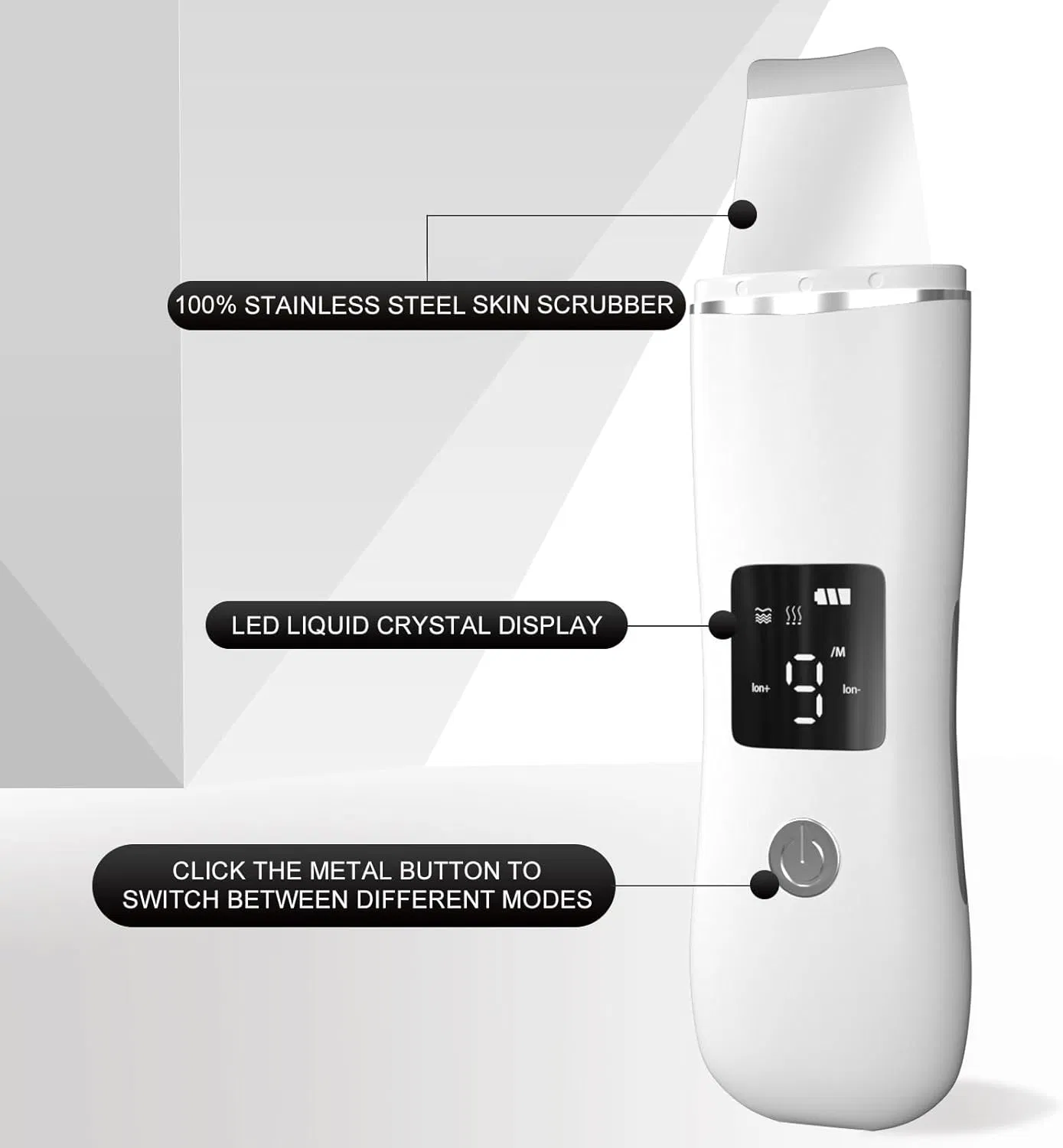 2024 High Quality Home Use Facial Peeling Skin Care Cleaner Ultrasonic Skin Scrubber