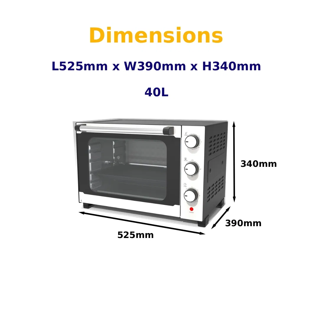 40L Powerful Electric Countertop Oven for Quick Heating Cooking Baking