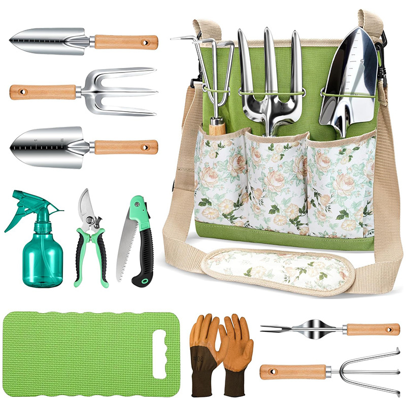 Gardening Hand Tools Gaeden Tools Set with Rust-Proof, Stainless Steel Wood Material Gardening Supplies