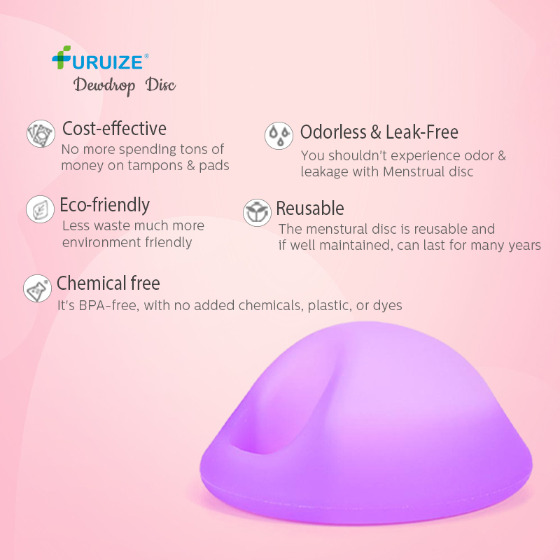 Furuize Menstrual Disc - No Metals or Toxins -100% Medical-Grade Silicone - Ranked 1 for The Most Soft Reusable Period Disc -Wear 12 Hours - Tampon Alternative