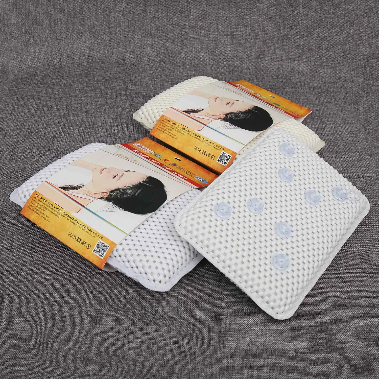 Low Price Non Slip Eco Friendly White PVC Bath Pillow with Suction Cup