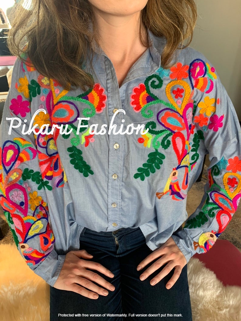 Блузка женская хлопок с вышивкой