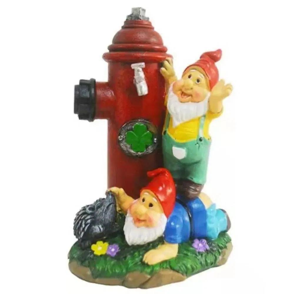 Charming Outdoor Garden Gnome Figurines and Fire Hydrant Statues Bl18727