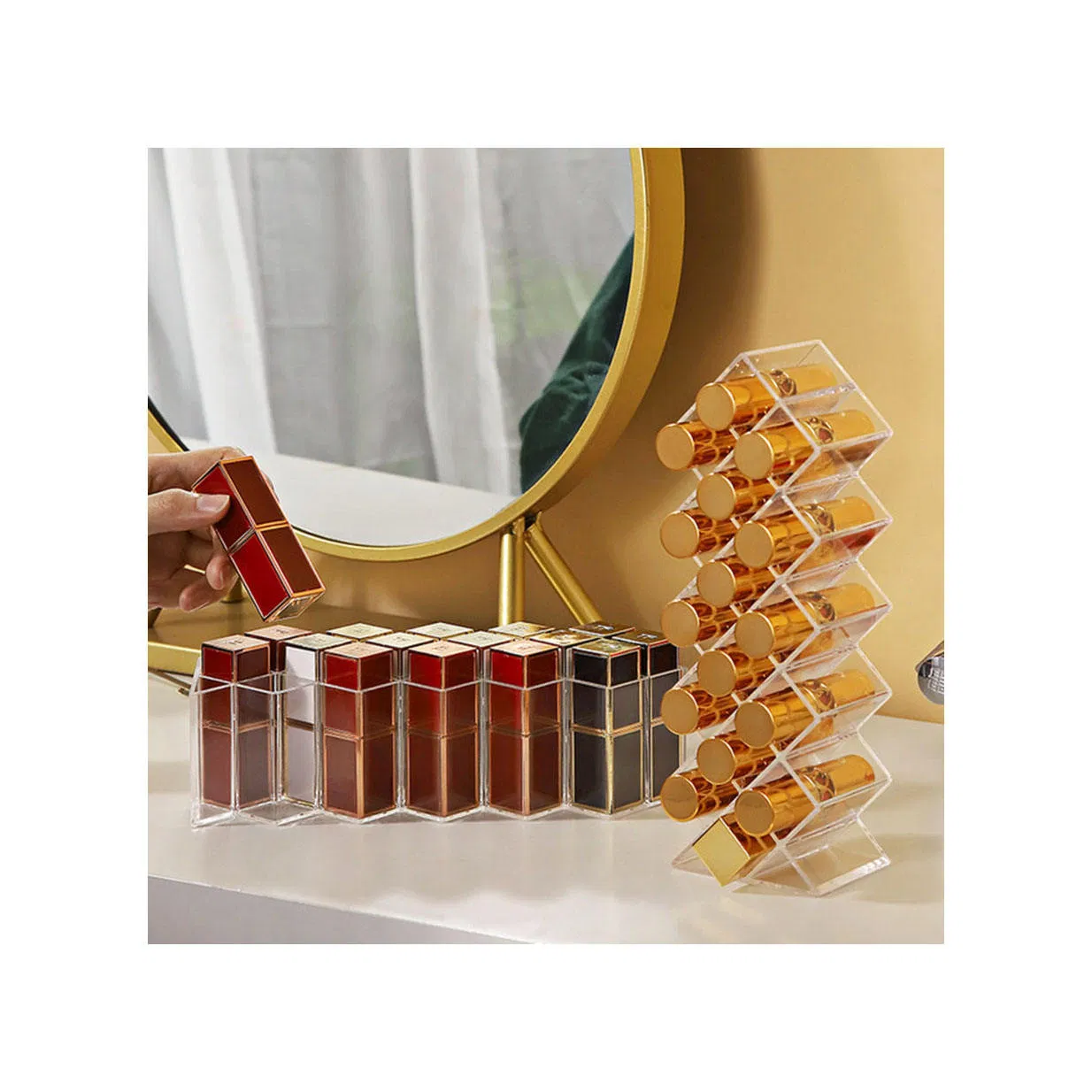 Cosmetic Jewelry Storage Box Organizer Lipstick Storage Racks Desktop Organizer