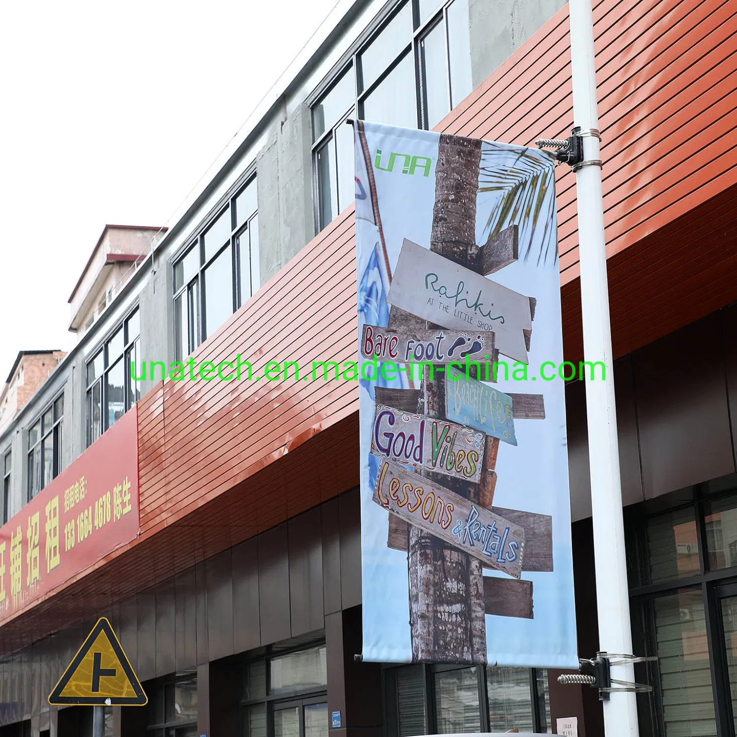 Stainless Steel Bandings Street Light Pole Advertising Poster Stand