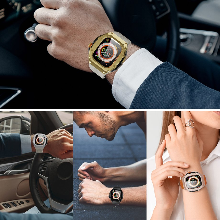 49mm Watch Band with Stainless Steel Watch Case with Metal Watch Buckle Silicone Watch Bands for Apple Watch Ultra 2/iWatch Series 10