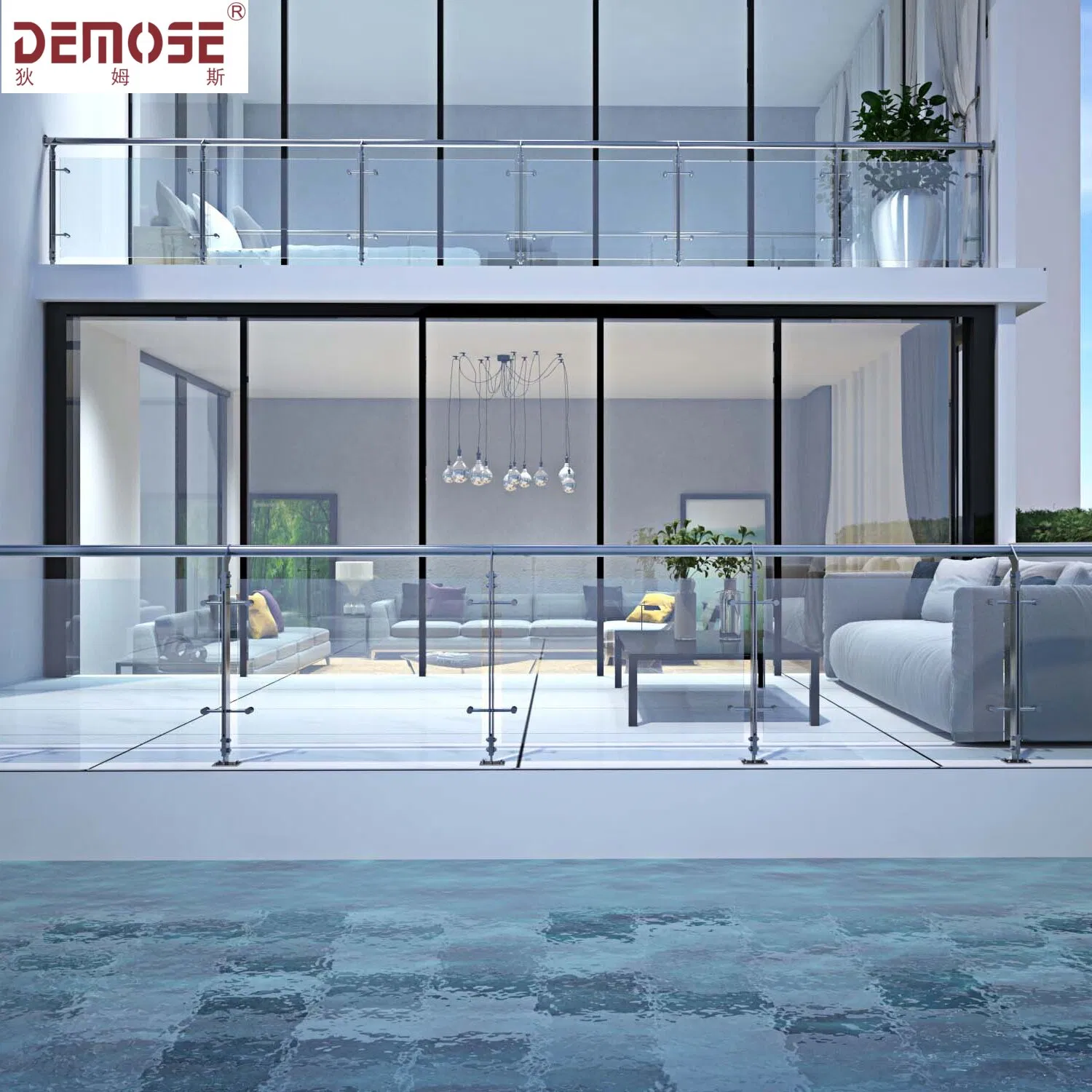 Modern Stainless Steel Glass Balcony Railing for Outdoor Terrace Safety (DMS-B21218)