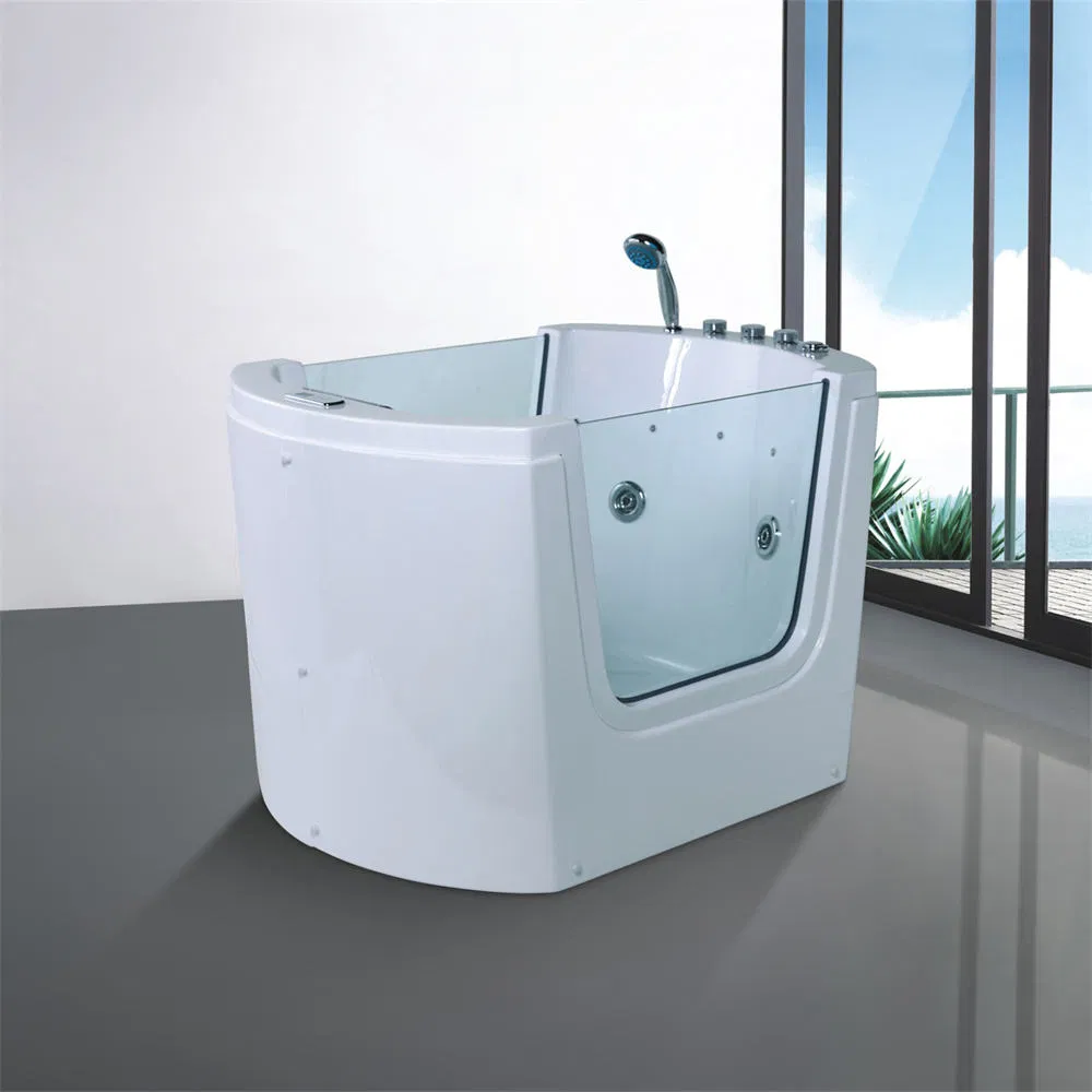 White and Green Colour Freestanding Tub Modern Design Baby Bathtub with Faucets
