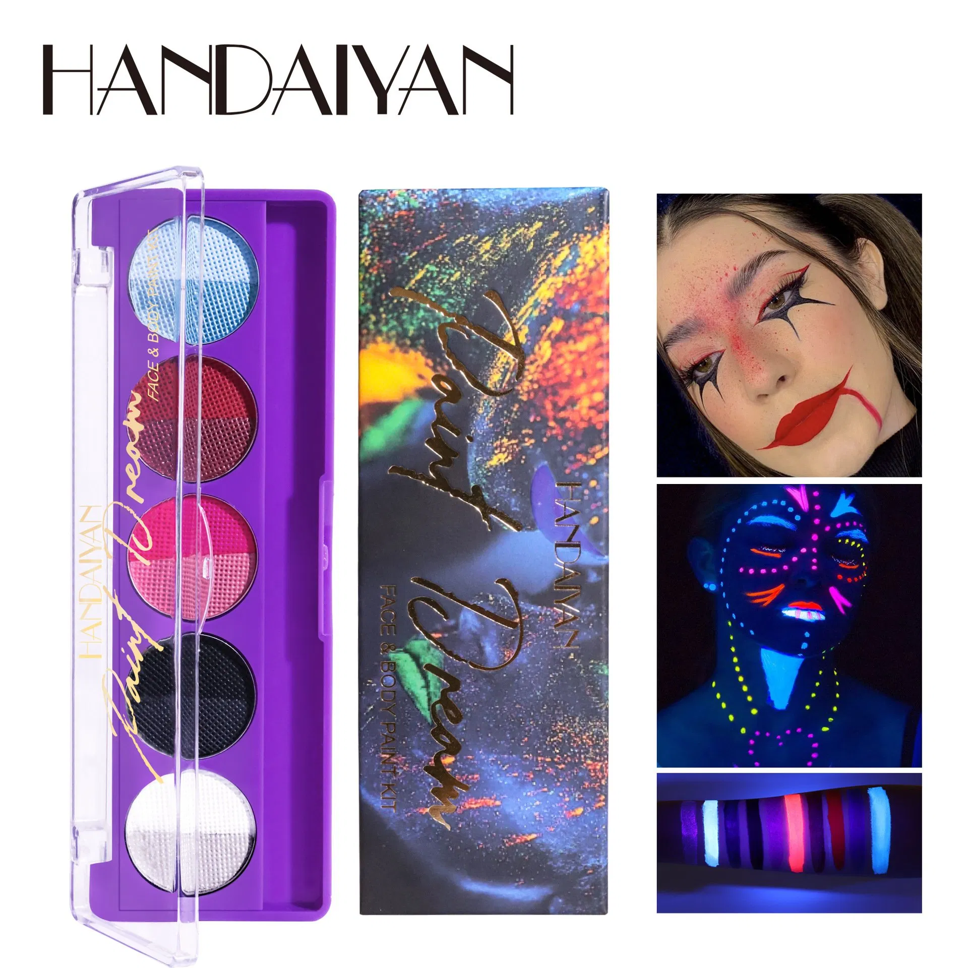 5 Color Body UV Fluorescent Color Painting Plate Suitable for Stage Makeup Performance