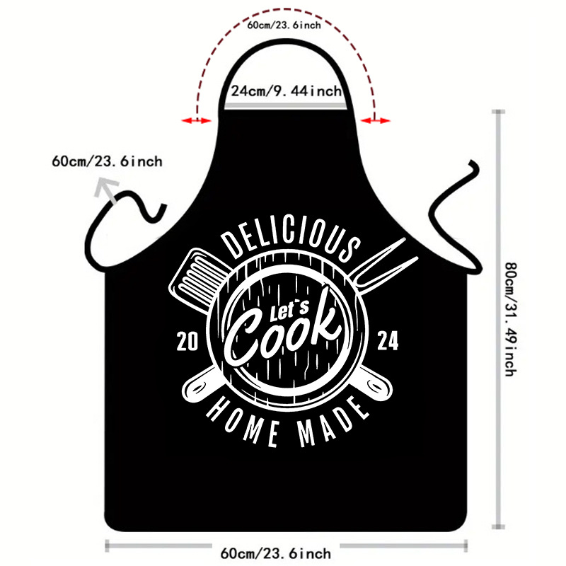 Stylish Black Printed Cotton Apron for Kitchen Use